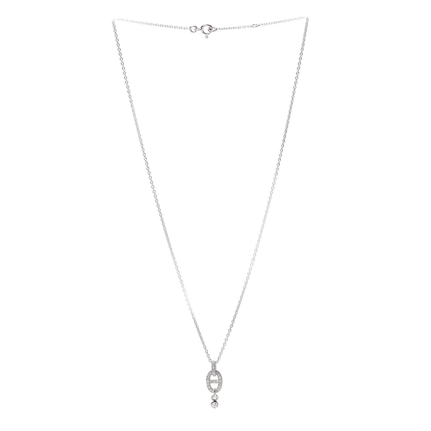 18K White Gold Diamond PM Chaine d'Ancre Enchainee Necklace