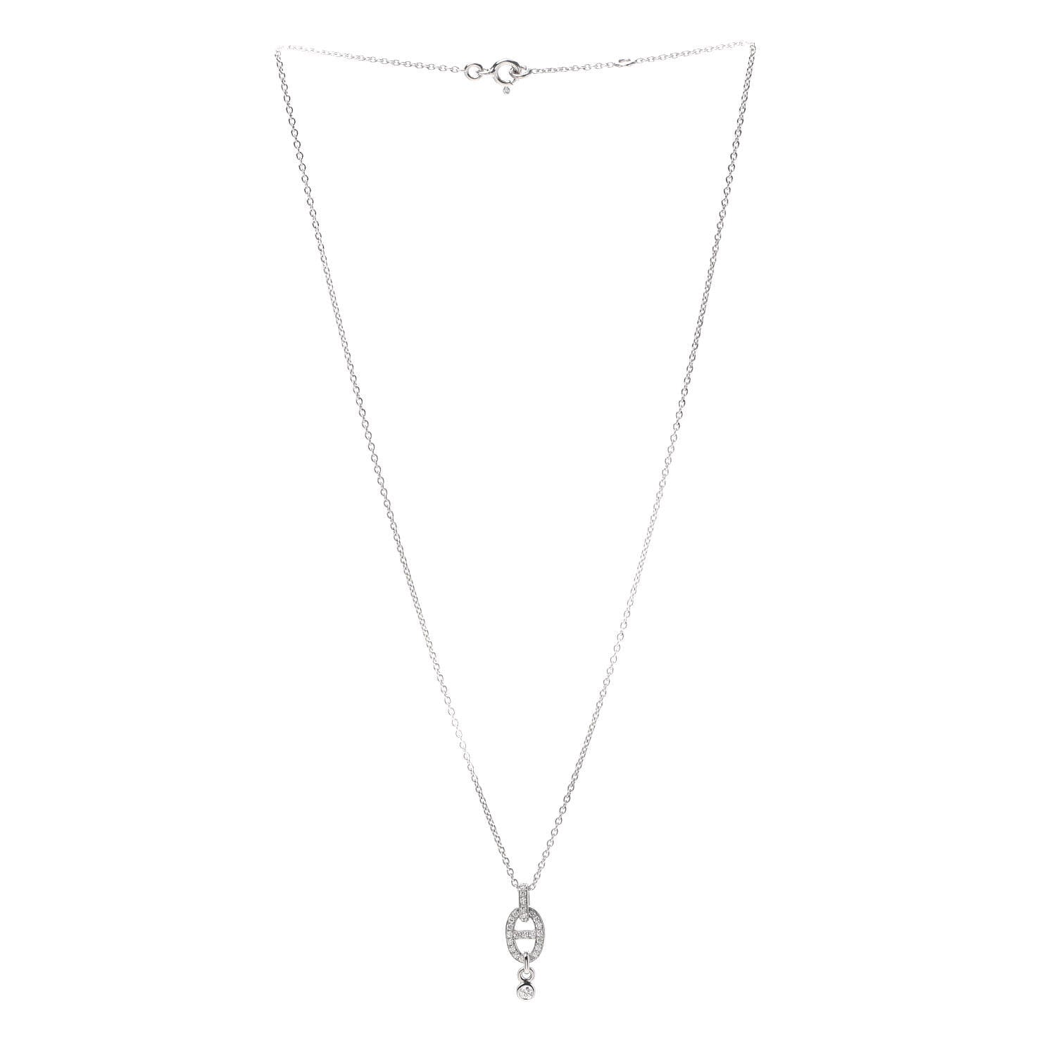 Hermes 18K White Gold Diamond PM Chaine d'Ancre Enchainee Necklace 3 of 6