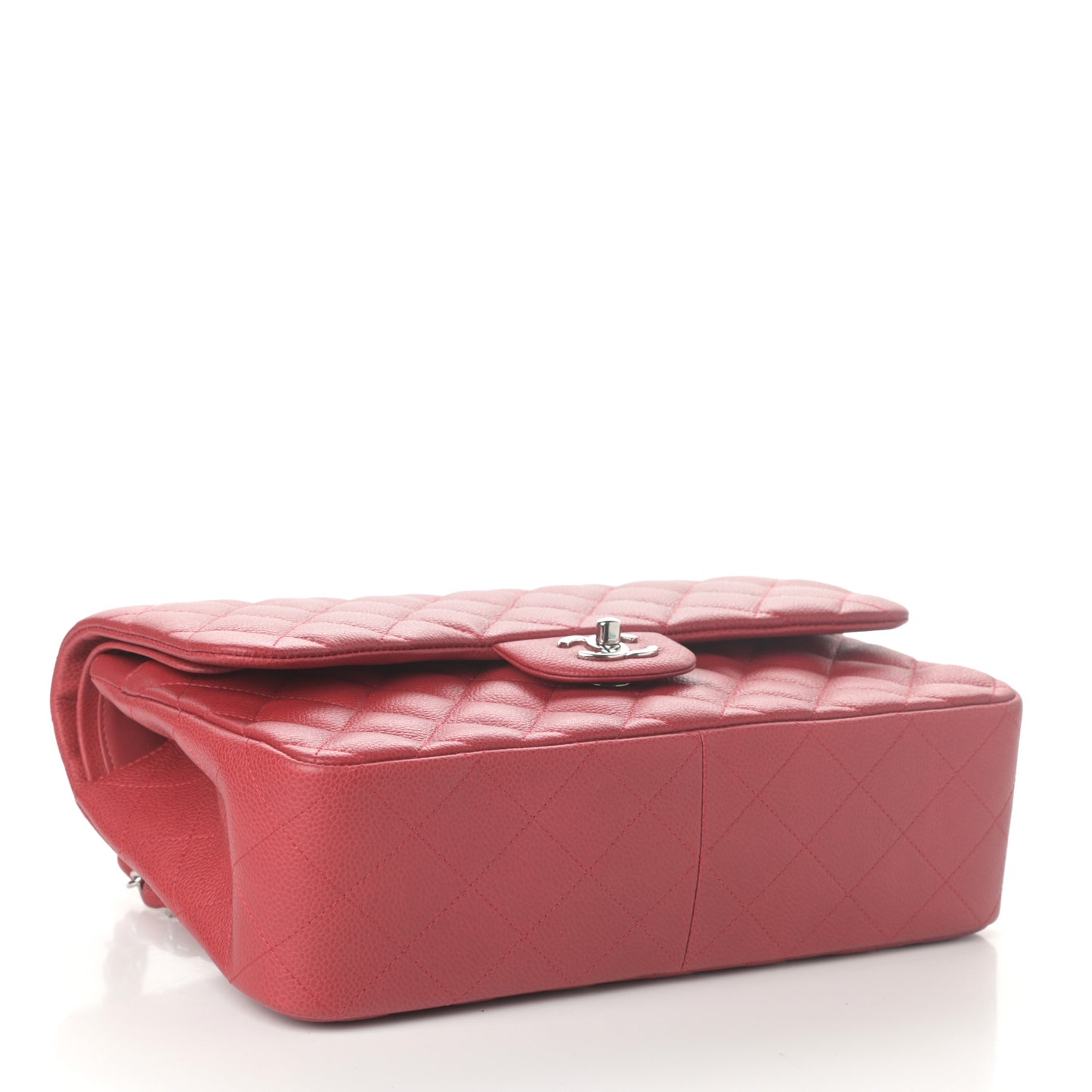 Caviar Quilted Jumbo Double Flap Red