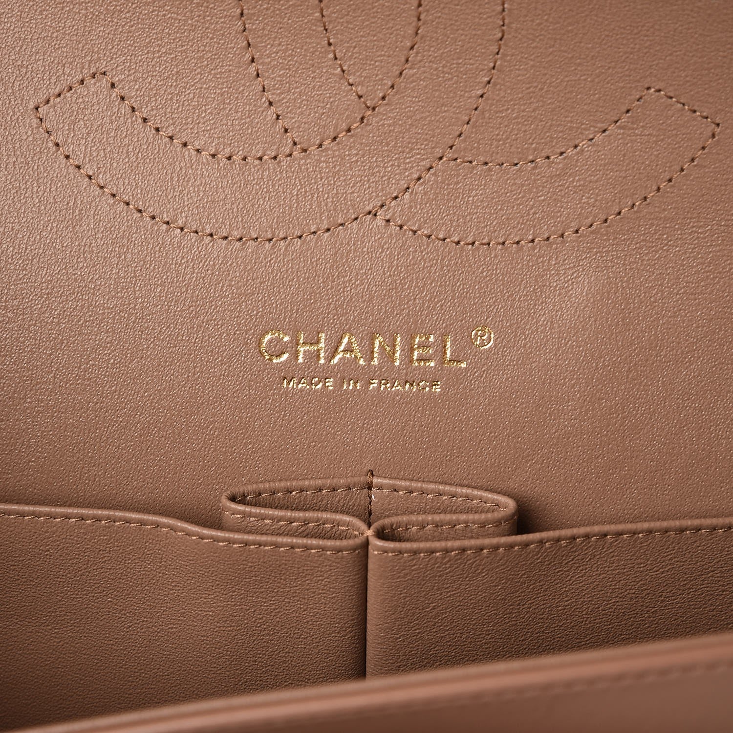 Chanel Lambskin Quilted Jumbo Double Flap Dark Beige 7 of 10