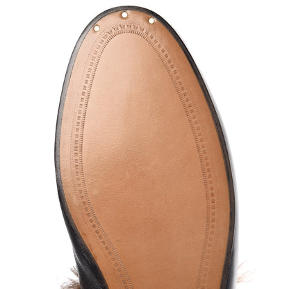 Gucci Malaga Kid Fur Womens Jordaan Loafers 37 Black Natural 7 of 9