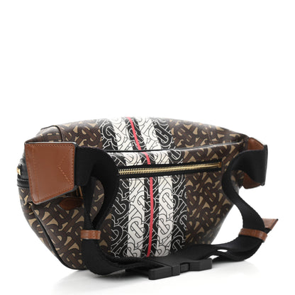 Burberry E-Canvas Monogram Stripe Medium Sonny Bum Bag Bridle Brown 3 of 10