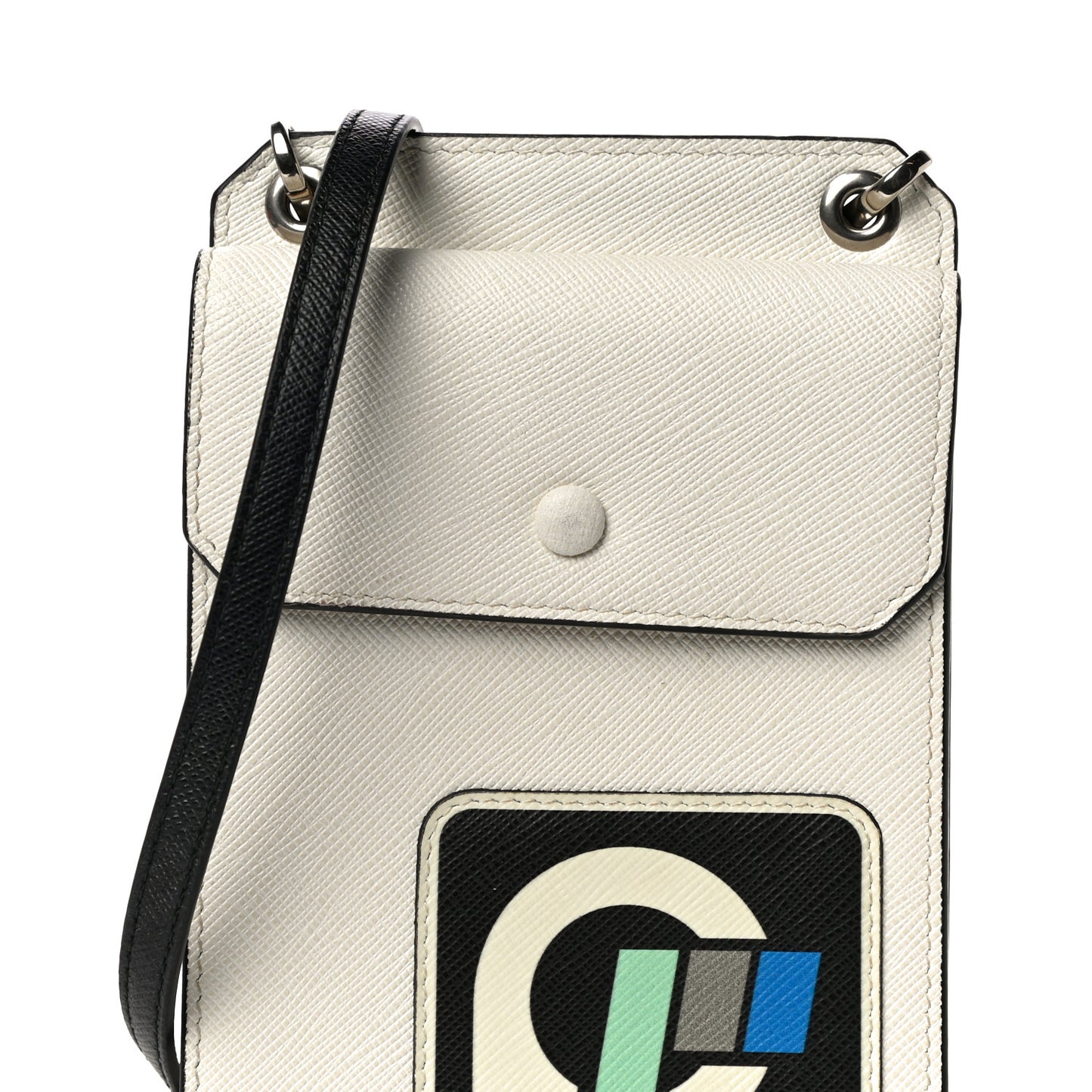 Saffiano Racing Logo Patch Mini Bag White Black