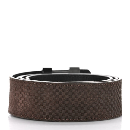 Louis Vuitton Suede Calfskin Mini Damier 40mm LV Initiales Belt 100 40 Moka 2 of 7