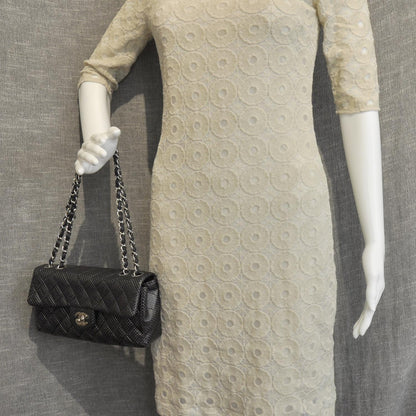 Chanel Lambskin Perforated East West Flap Black 2 of 11