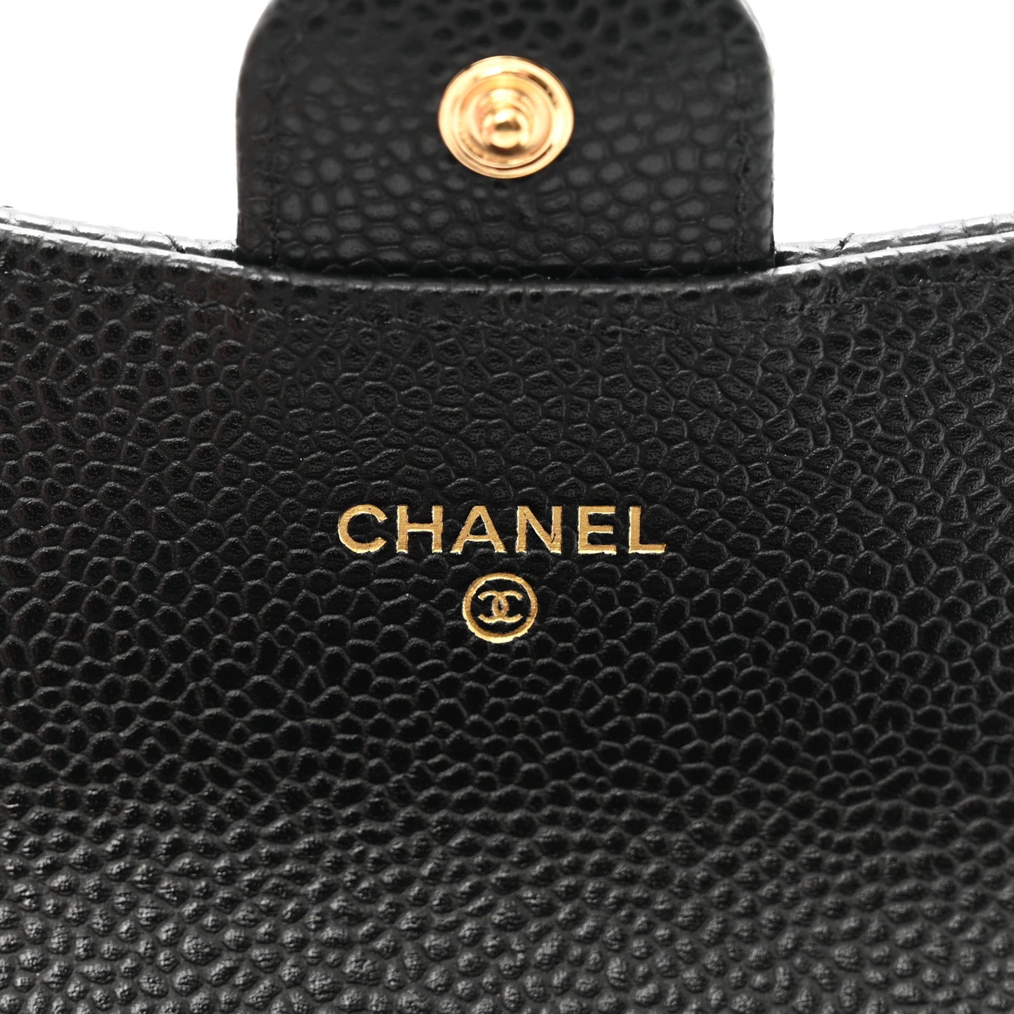Caviar Quilted Flap Card Holder Wallet Black