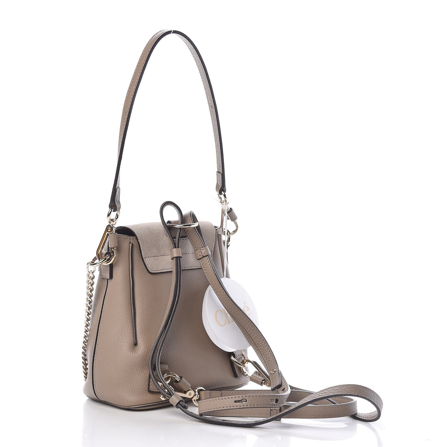 Suede Calfskin Mini Faye Backpack Motty Grey