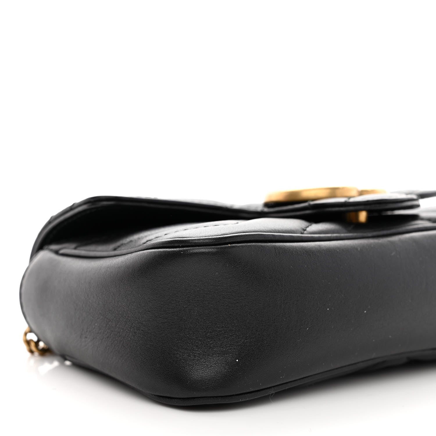 Gucci Calfskin Matelasse Super Mini GG Marmont Shoulder Bag Black 9 of 10