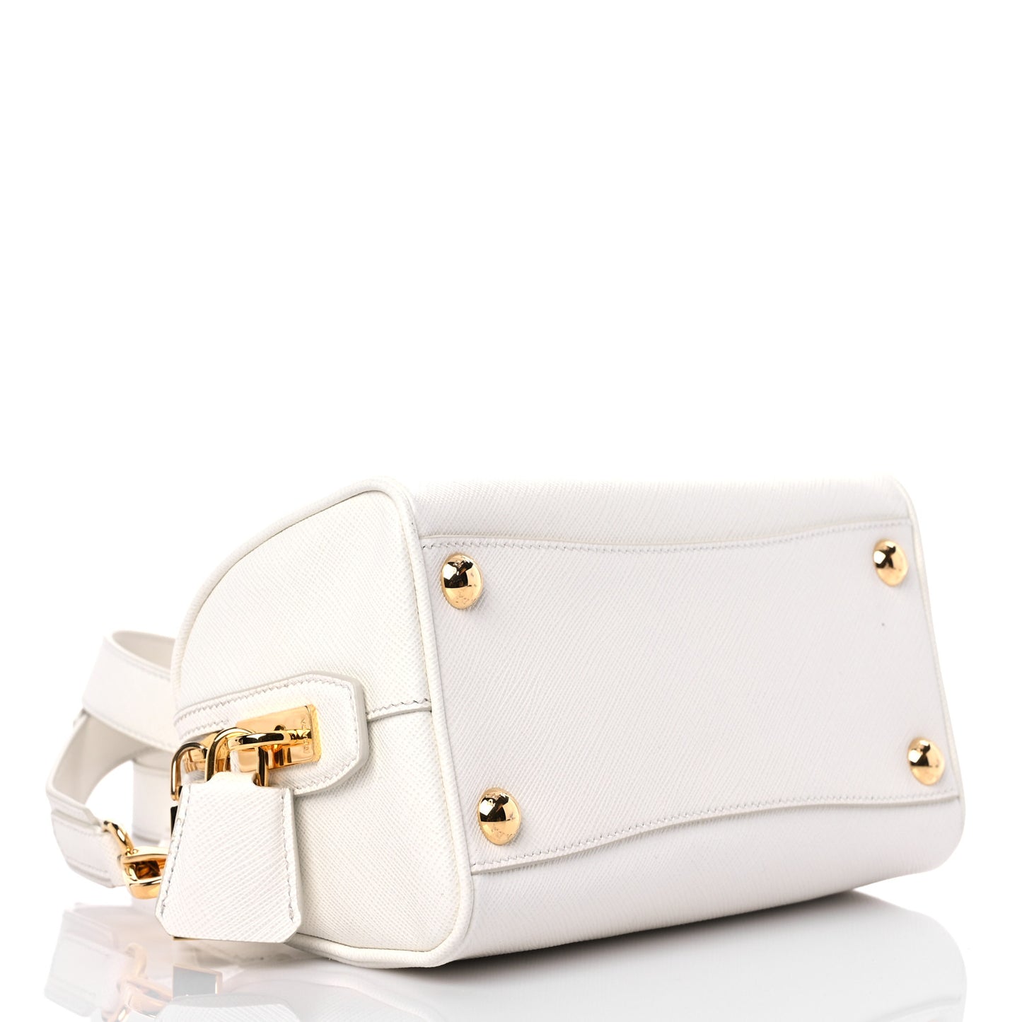 Saffiano Lux Top Handle Crossbody Bag White