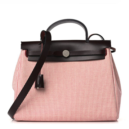 Hermes Criss Viking Vache Hunter Herbag Zip Retourne 31 PM Ecru Brique Anemone Rouge Sellier 3 of 9
