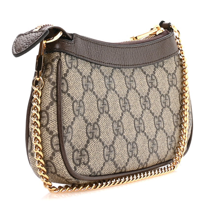 Gucci GG Supreme Monogram Textured Dollar Calfskin Mini Ophidia Chain Bag Beige Ebony 3 of 11
