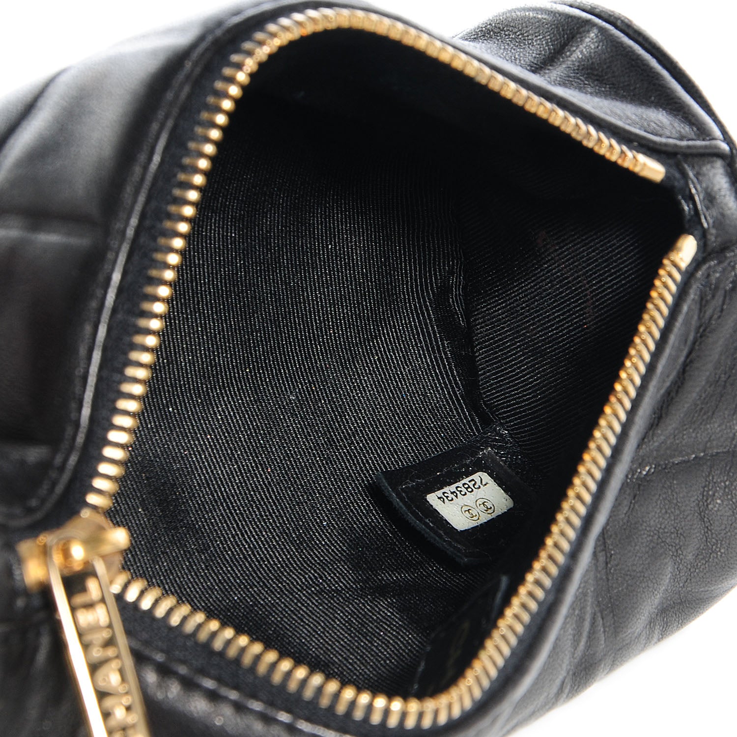 Chanel Lambskin Chocolate Bar Quilted Cosmetic Pouch Black 5 of 7