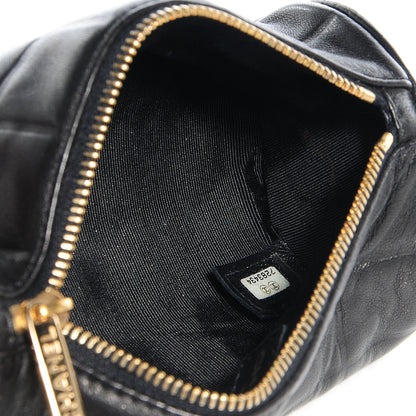 Chanel Lambskin Chocolate Bar Quilted Cosmetic Pouch Black 5 of 7