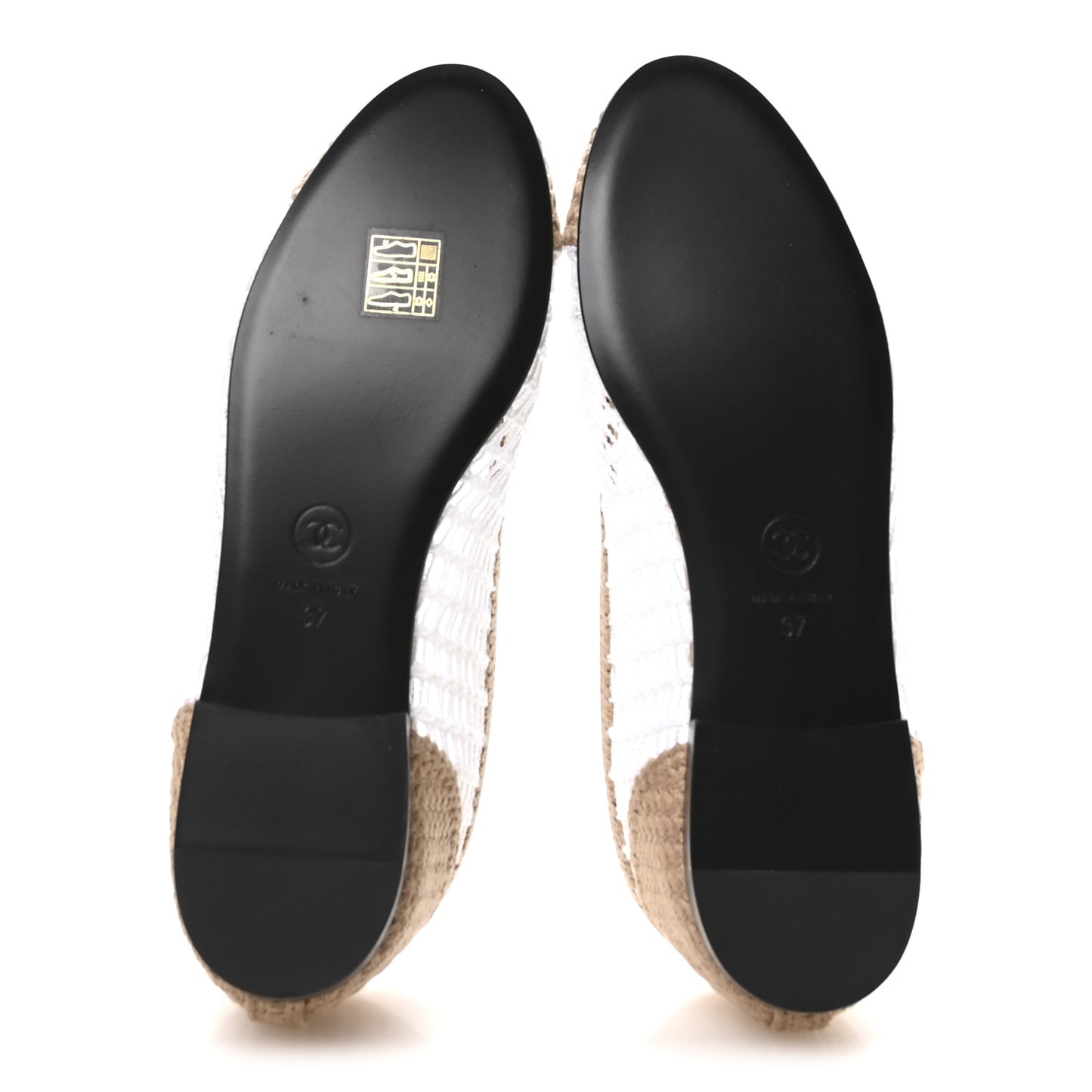 Raffia CC Cap Toe Ballerina Flats 37 White Beige