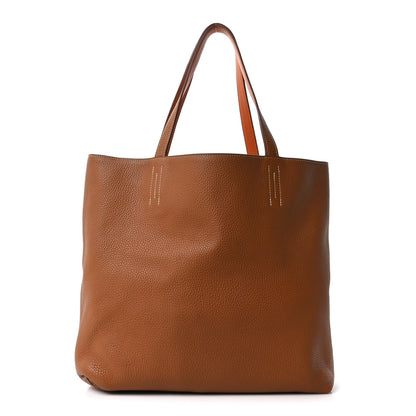 Hermes Taurillon Clemence Double Sens Reversible Tote Orange Gold 1 of 15
