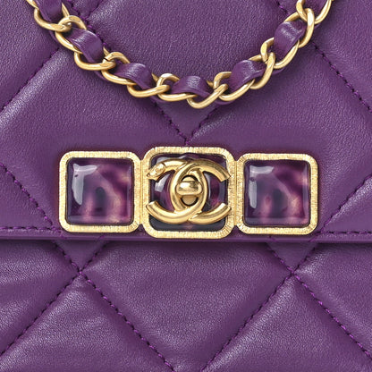 Chanel Calfskin Resin Quilted Mini Flap Purple 7 of 11