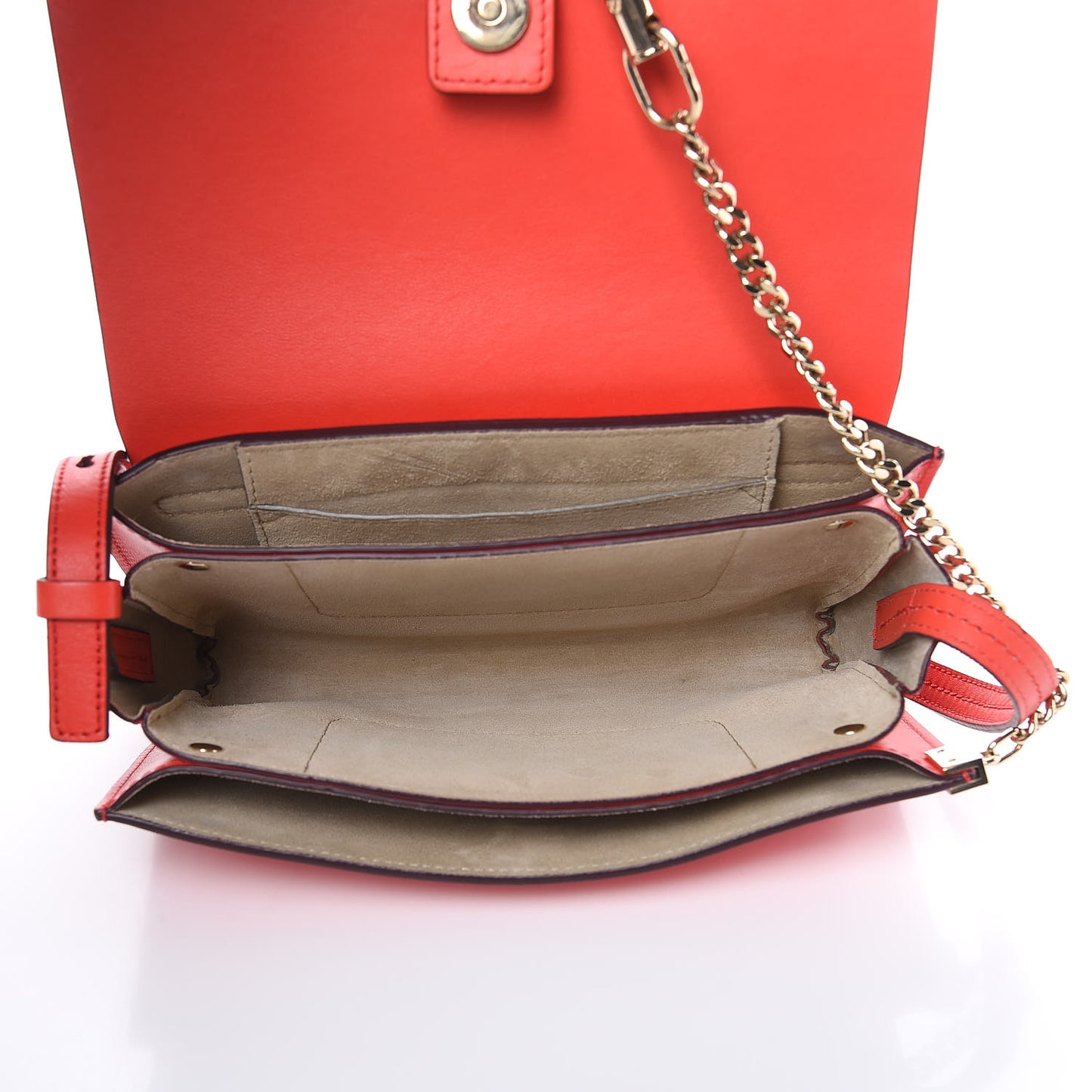 Suede Calfskin Small Faye Shoulder Bag Sepia Red