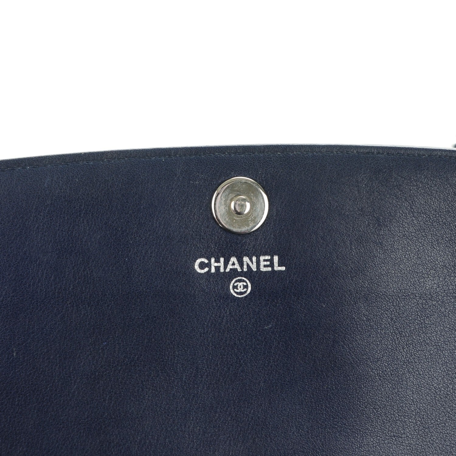 Chanel Patent Embossed CC Wallet On Chain WOC Blue 6 of 8