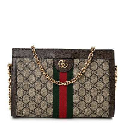 Gucci GG Supreme Monogram Web Small Ophidia Chain Shoulder Bag Brown 1 of 11