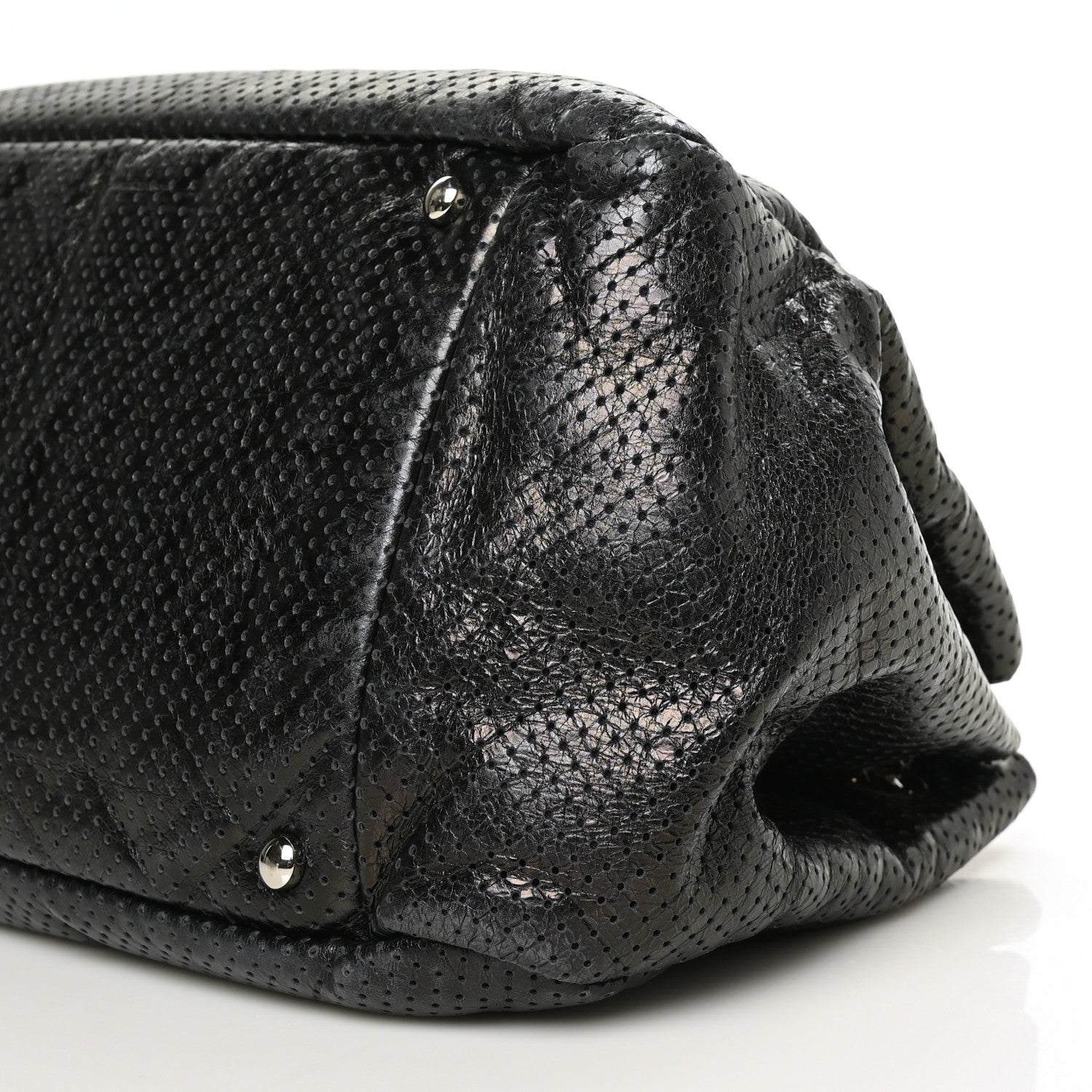 Chanel Metallic Calfskin Perforated Large Drill Accordion Flap Black 11 of 11