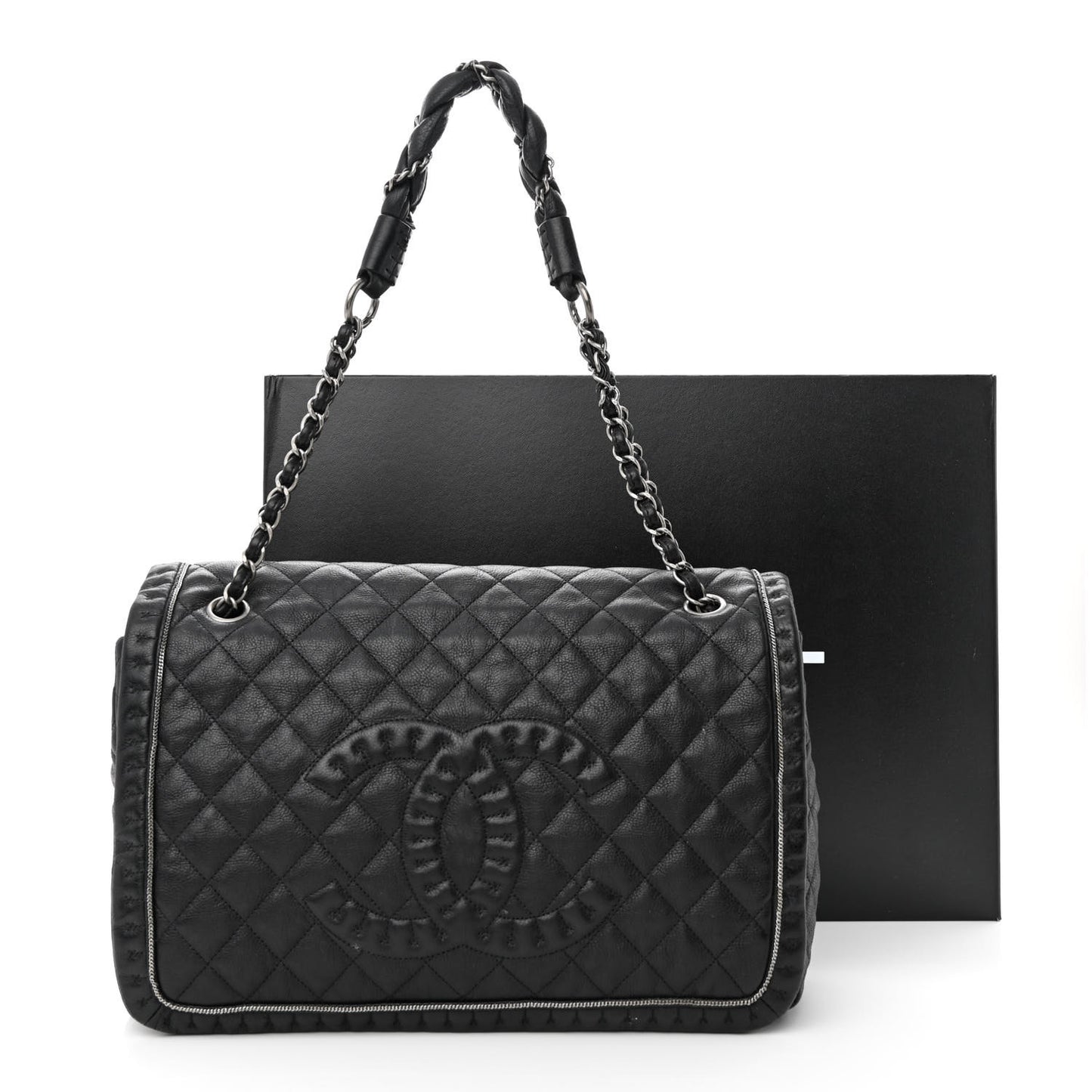 Calfskin Quilted Large Istanbul Flap Black