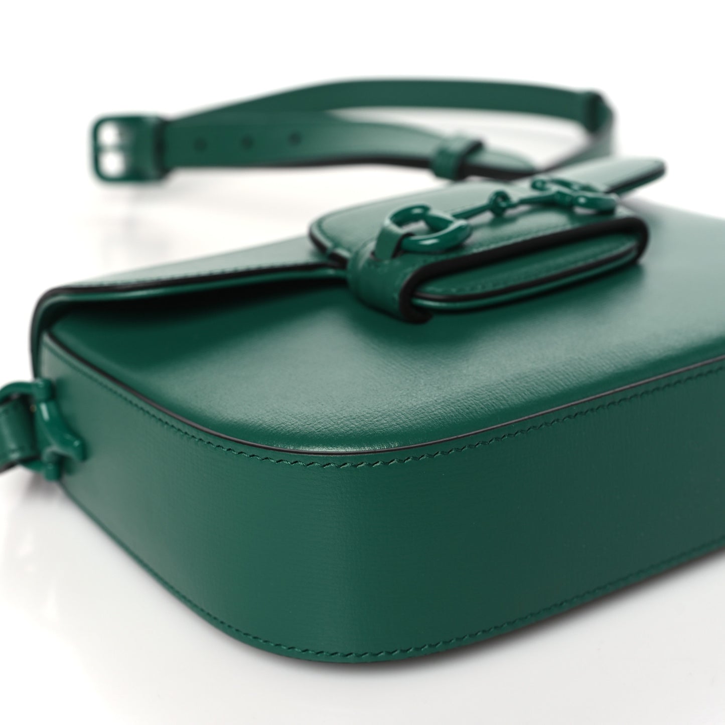 Azalea Calfskin Web Monochrome Horsebit 1955 Shoulder Bag Emerald