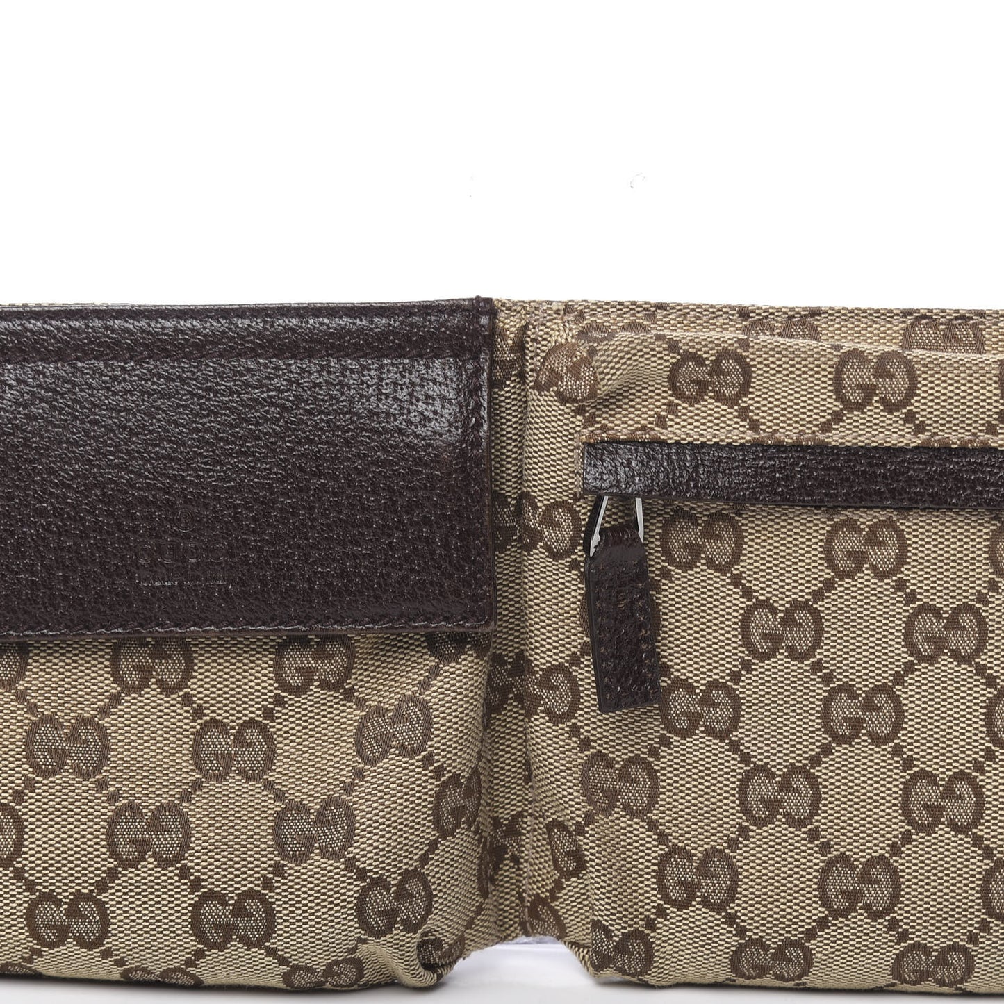 GG Monogram Double Pocket Belt Bag Dark Brown