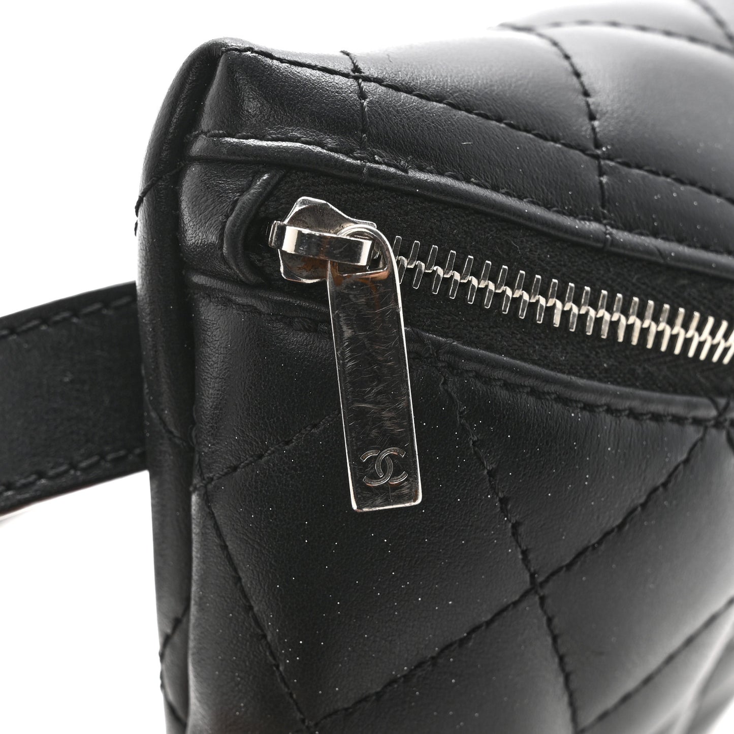 Calfskin Quilted Waist Belt Bag Black