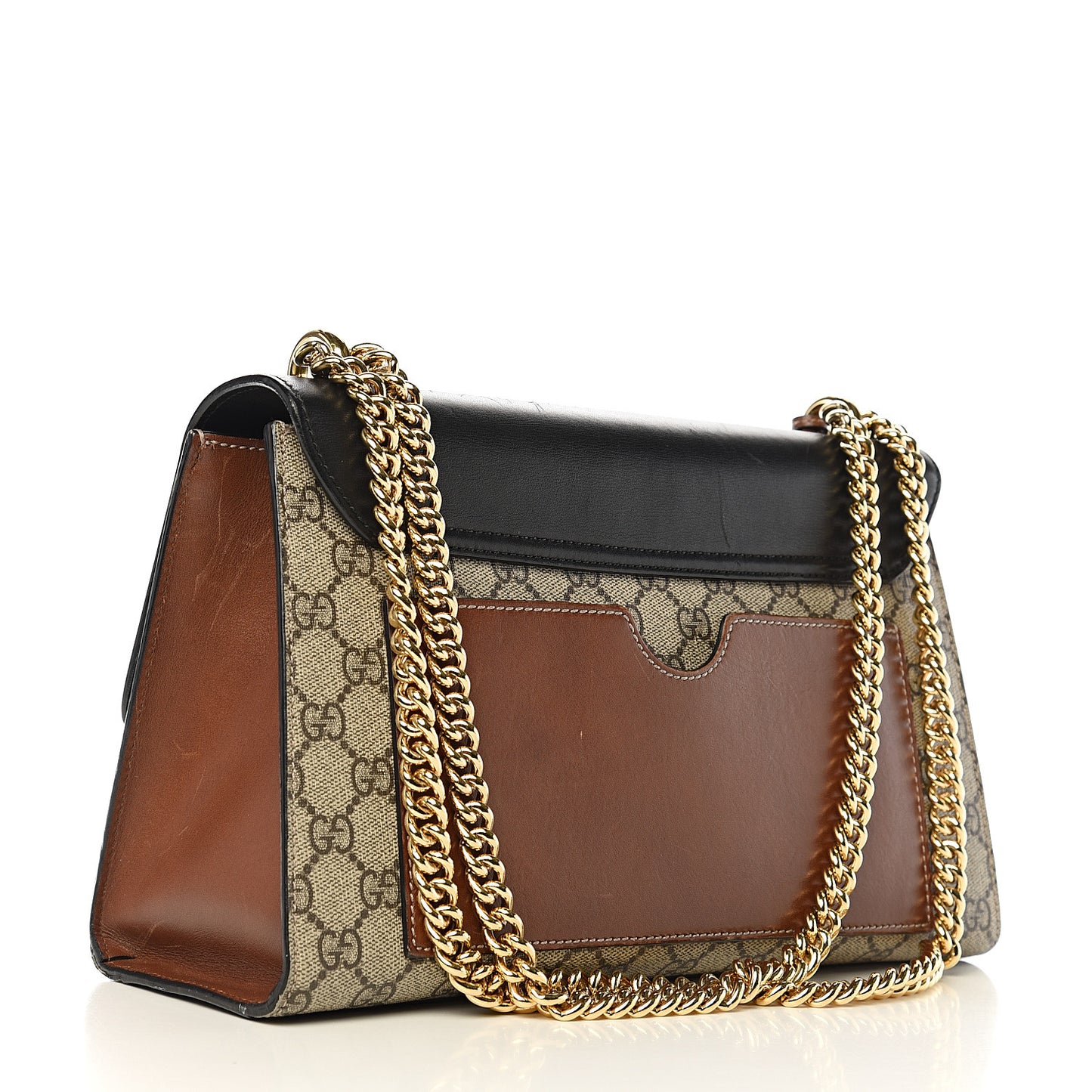 GG Supreme Monogram Calfskin Medium Padlock Shoulder Bag Beige Black Cuir