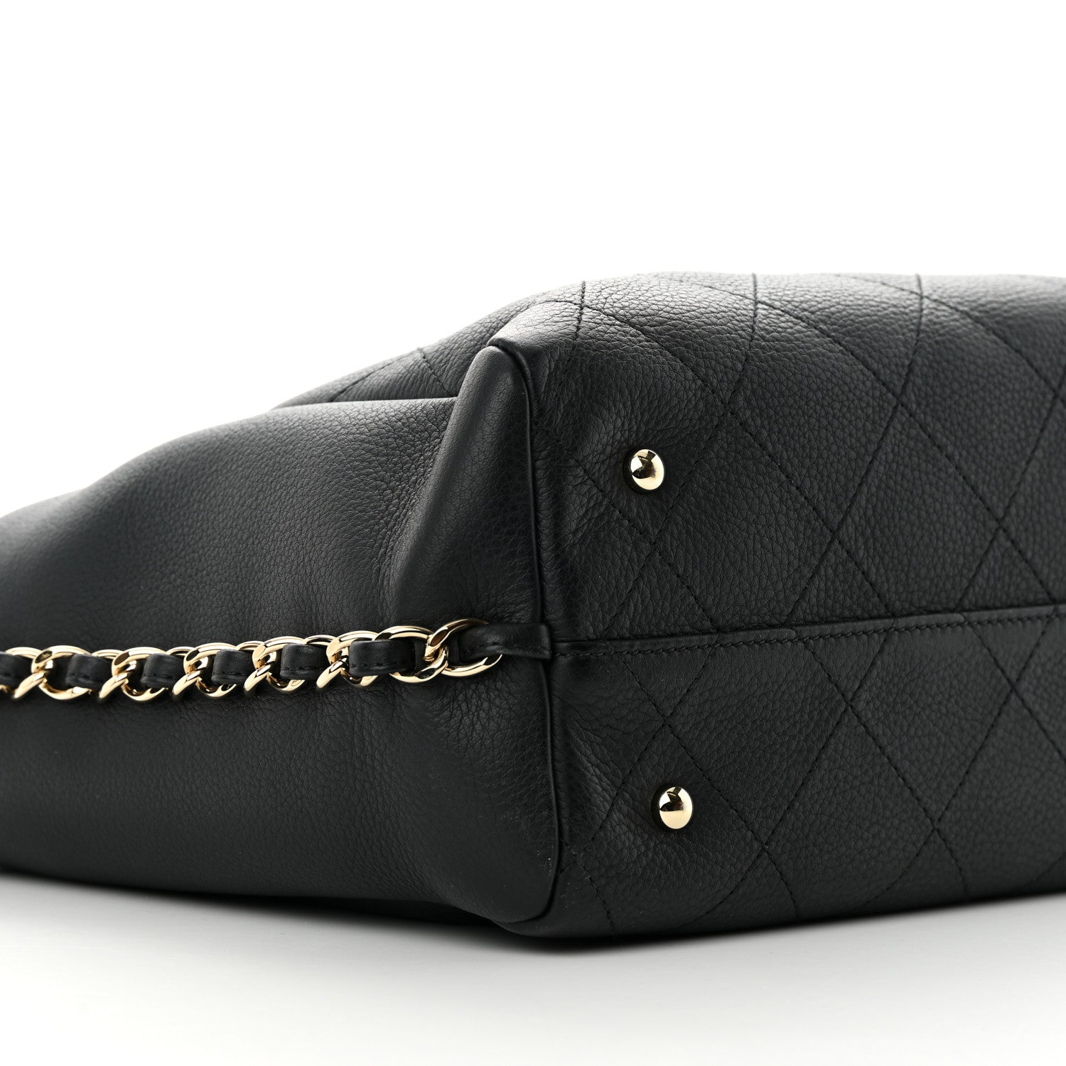 Chanel Bullskin Stitched Small Shopping Tote Black 9 of 10