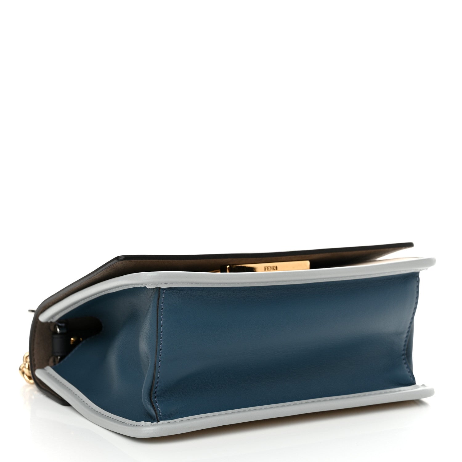 Fendi Vitello Century Opaco F is Fendi Small Kan I Shoulder Bag Blue Beige 4 of 12
