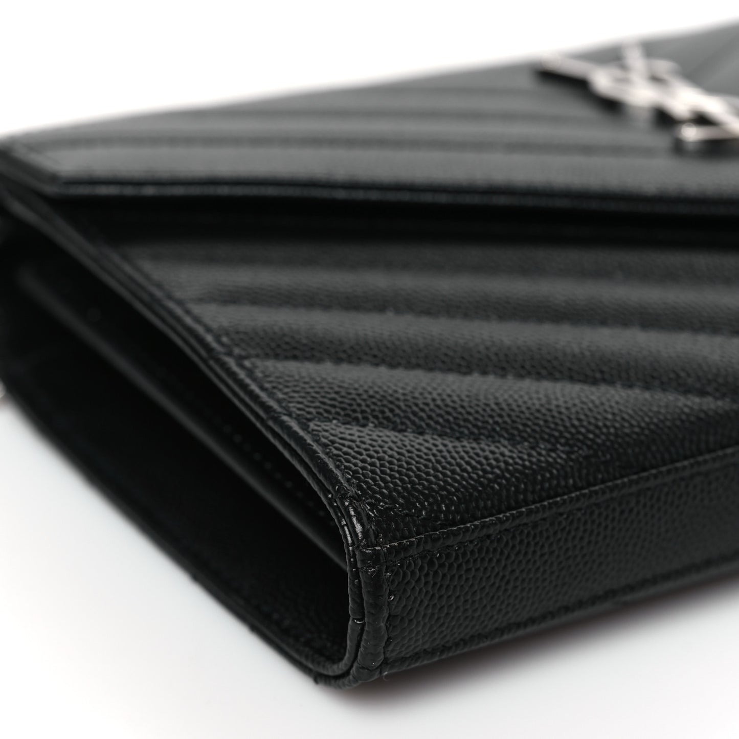 Grain De Poudre Matelasse Chevron Monogram Chain Wallet Black