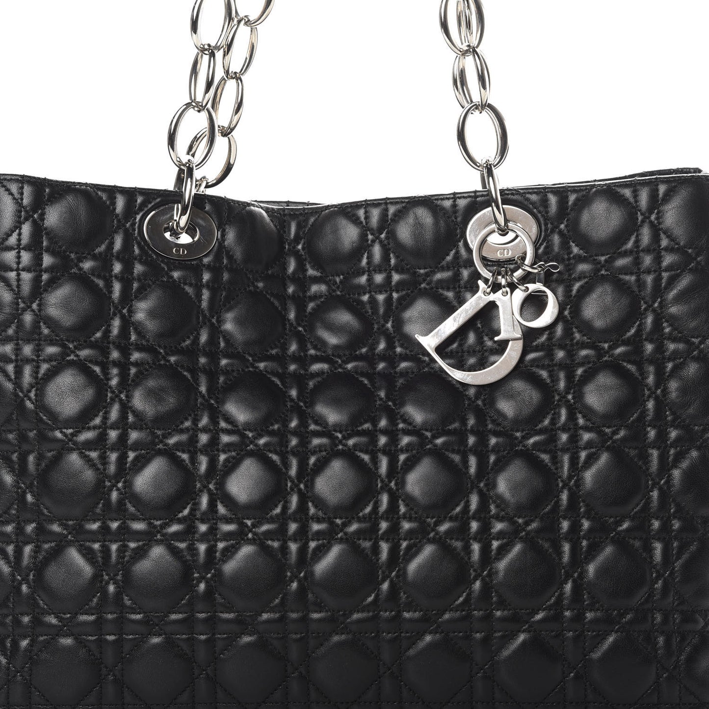 Lambskin Cannage Large Dior Soft Shopping Tote Black