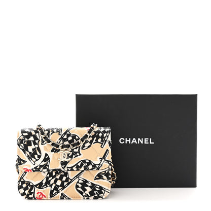 Chanel Canvas Check Flag Printed CC Clutch With Chain Beige Multicolor 12 of 12