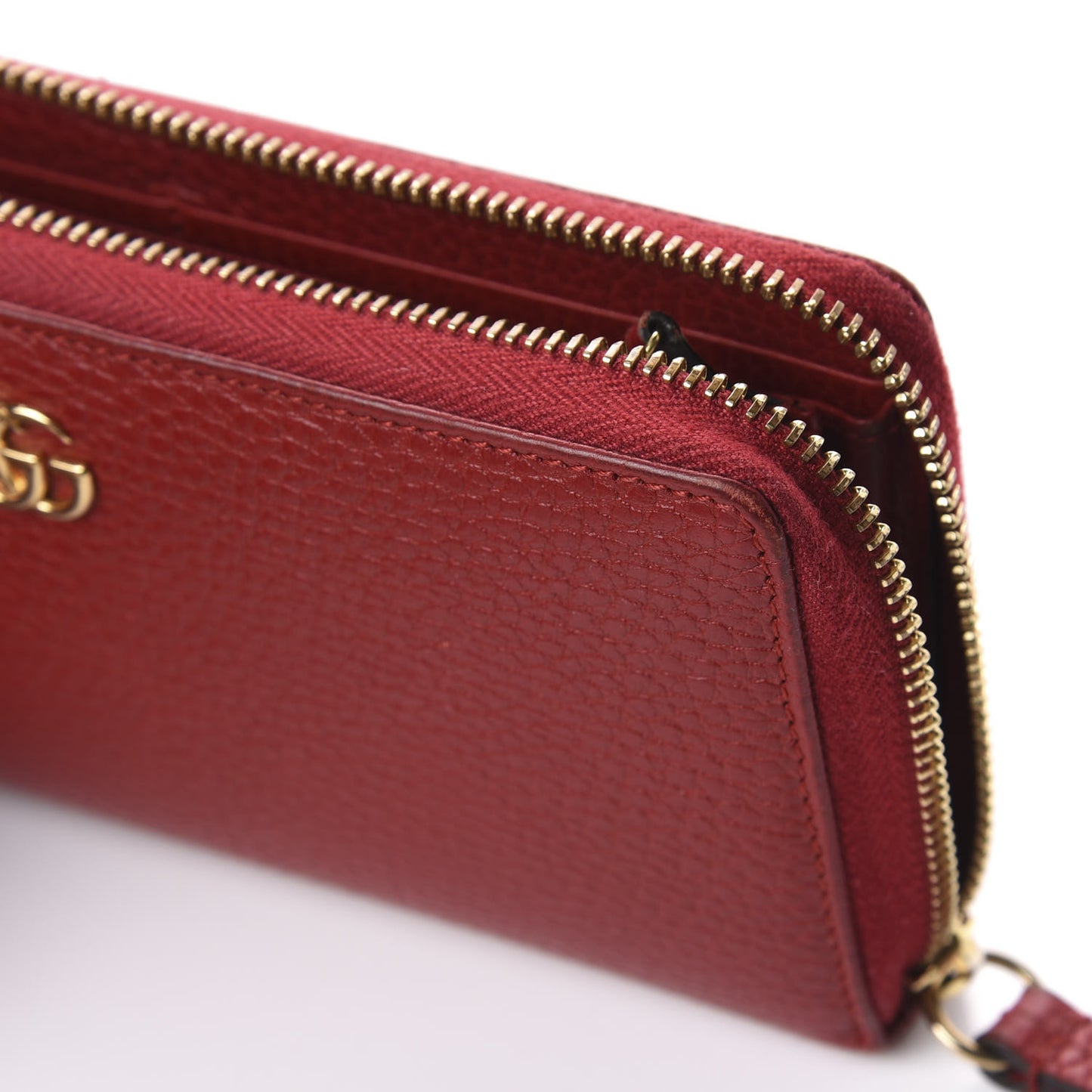 Dollar Calfskin GG Marmont Zip Around Wallet Hibiscus Red