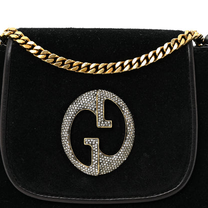 Gucci Suede Crystal 1973 Small Chain Shoulder Bag Black 8 of 11