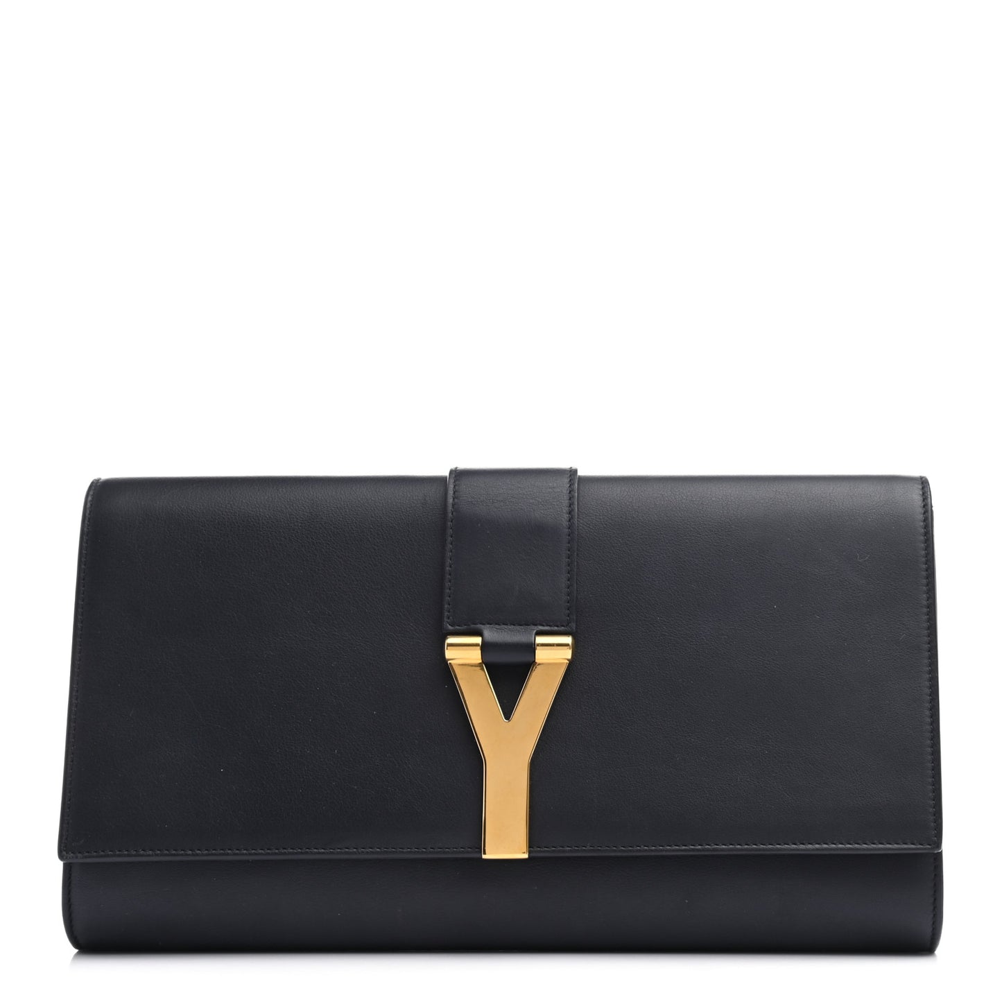 Calfskin Classic Y Ligne Clutch Navy