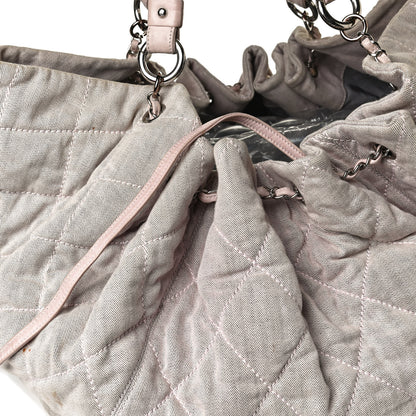 Chanel Denim Quilted Stretch Spirit Large Cabas Tote Light Pink 10 of 18