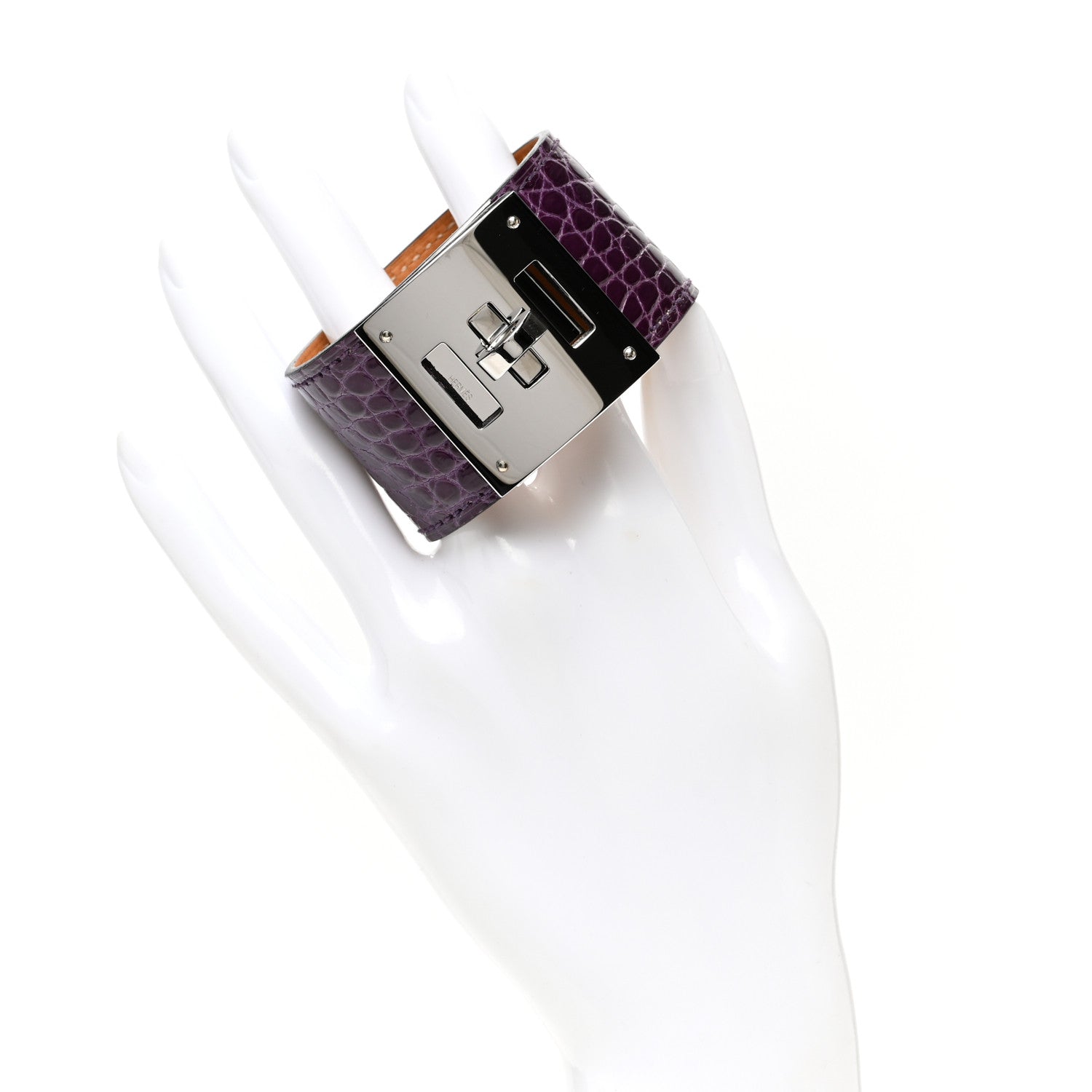 Hermes Shiny Alligator Kelly Dog Cuff Amethyst 2 of 5