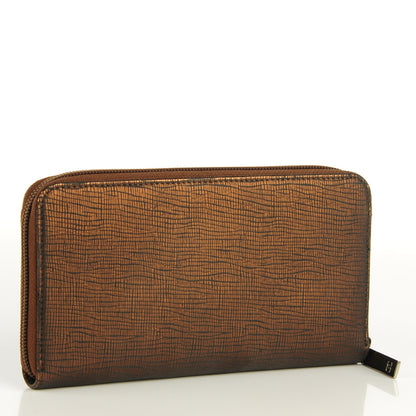 Chanel Iridescent Stamped Calfskin Large Timeless CC Gusset Zip Around Wallet Brown 3 of 7