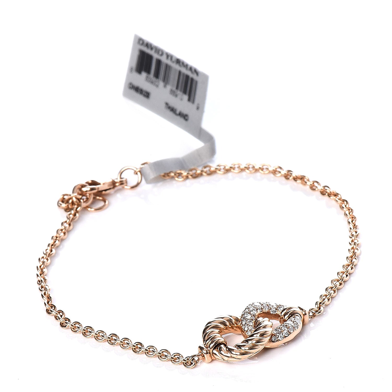 David Yurman 18K Rose Gold Diamond Belmont Single Station Bracelet 1 of 6