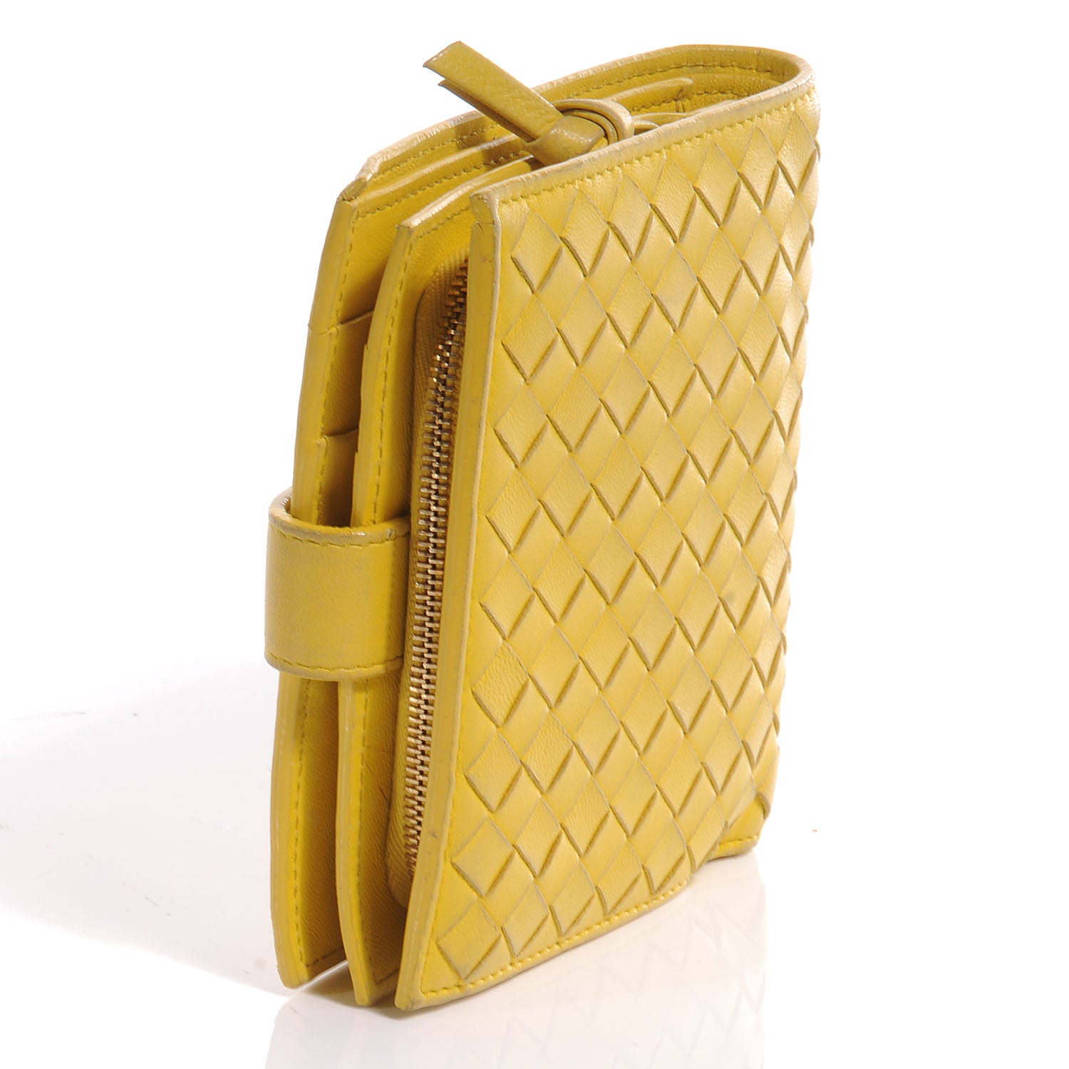 Bottega Veneta Nappa Intrecciato French Compact Wallet Yellow 3 of 10