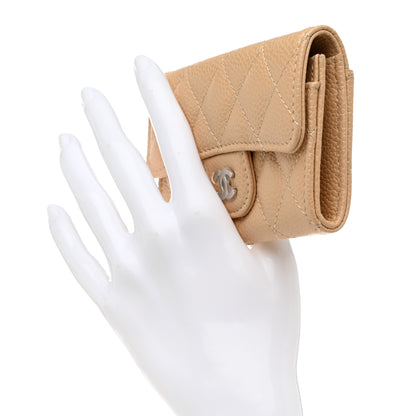 Chanel Caviar Quilted Flap Card Holder Wallet Beige 2 of 8