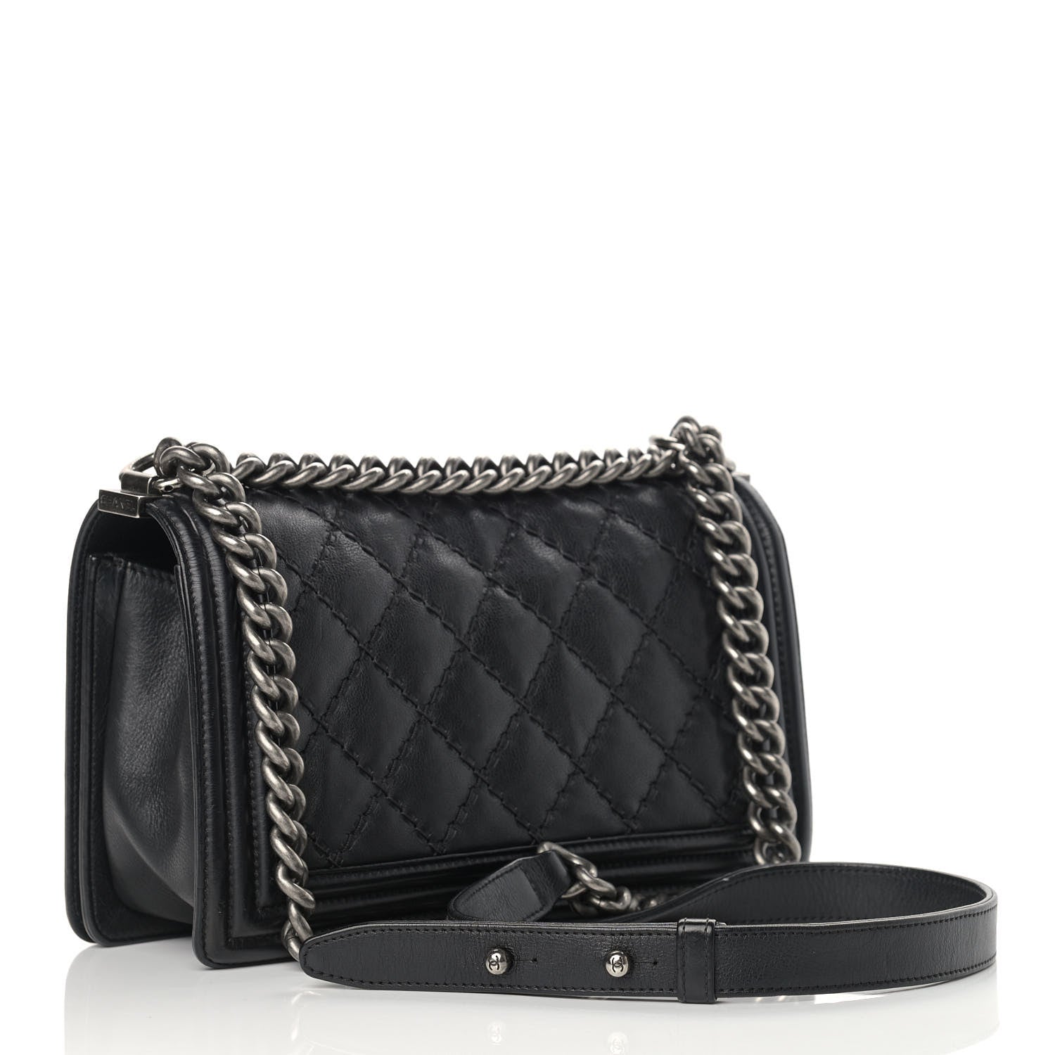 Chanel Calfskin Double Stitch Medium Boy Flap Black 3 of 12
