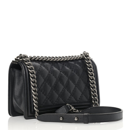 Chanel Calfskin Double Stitch Medium Boy Flap Black 3 of 12