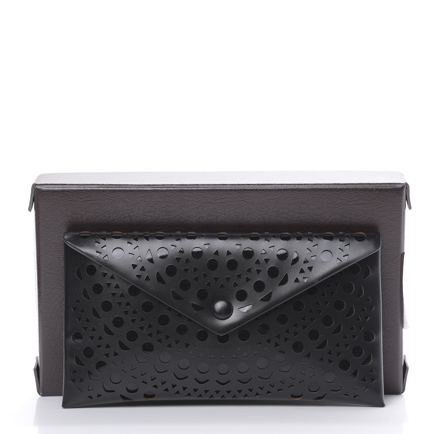 Alaia Calfskin Laser Cut Envelope Clutch Black 10 of 10