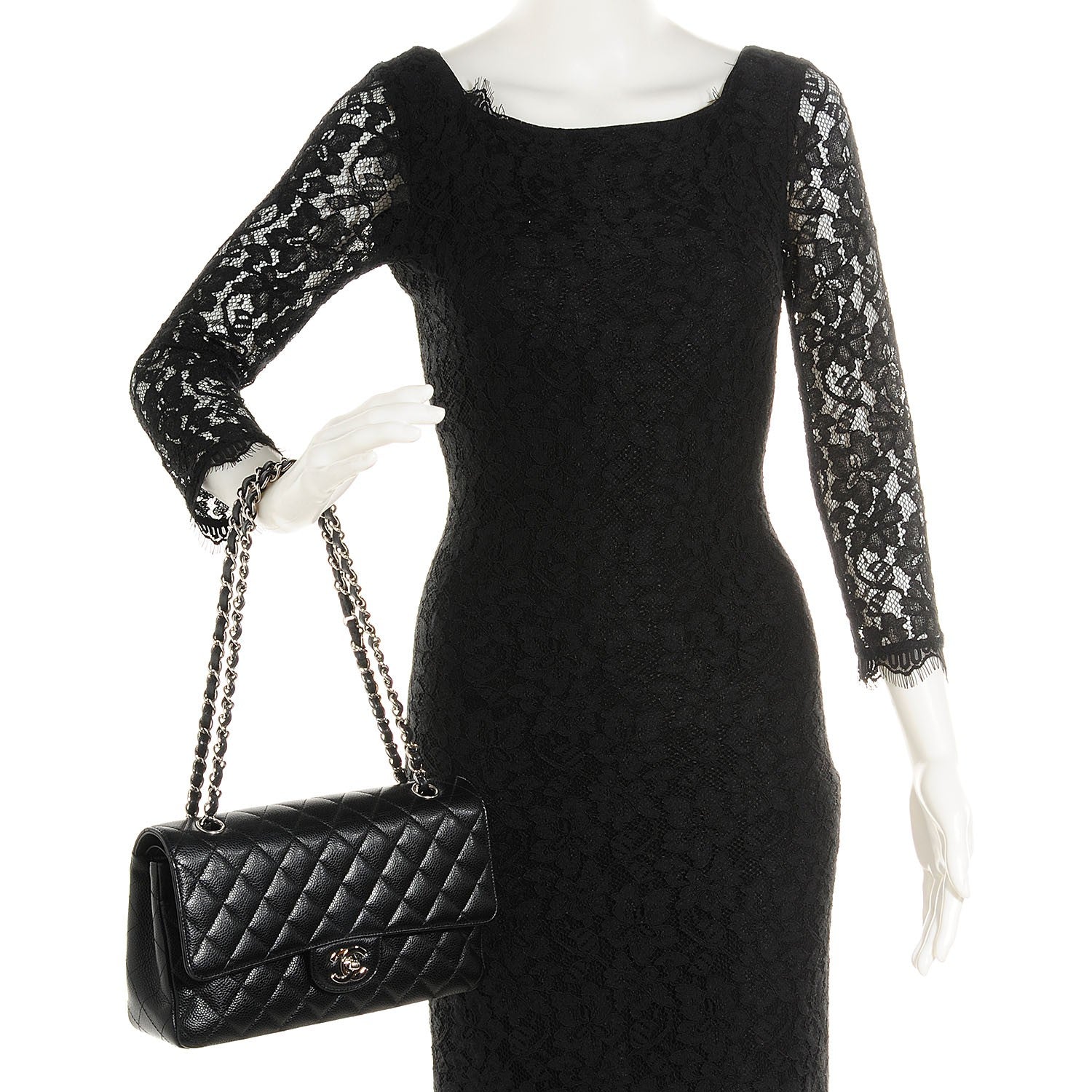 Chanel Caviar Quilted Medium Double Flap Black 2 of 8