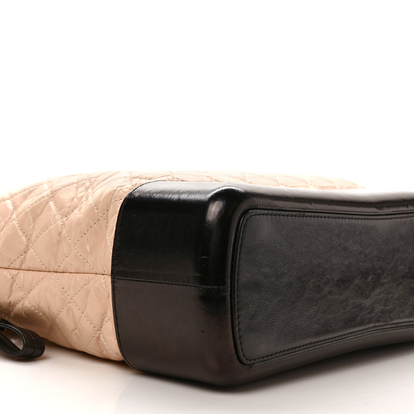 Aged Calfskin Quilted Large Gabrielle Shopping Tote Beige Black