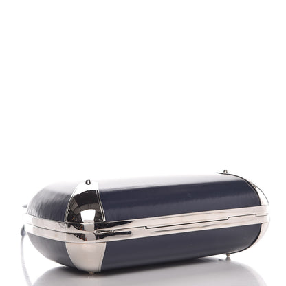 Balenciaga Calfskin Minaudiere Trapeze Clutch Bleu Persan 4 of 9