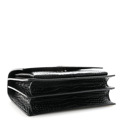 Saint Laurent Calfskin Crocodile Embossed Medium Monogram Sunset Black 4 of 9